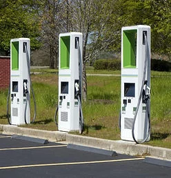 Electric vehicle charging station being installed